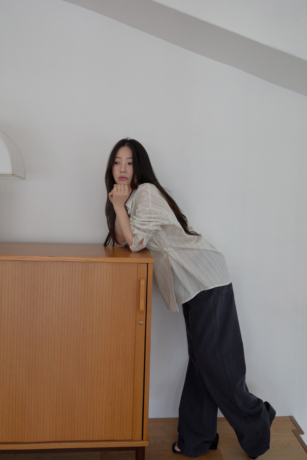 コットンカラーラップベーシックオーバーサイズストライプシャツSS | 詳細画像23