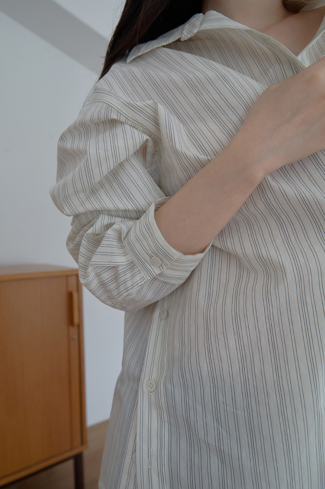コットンカラーラップベーシックオーバーサイズストライプシャツSS | 詳細画像27