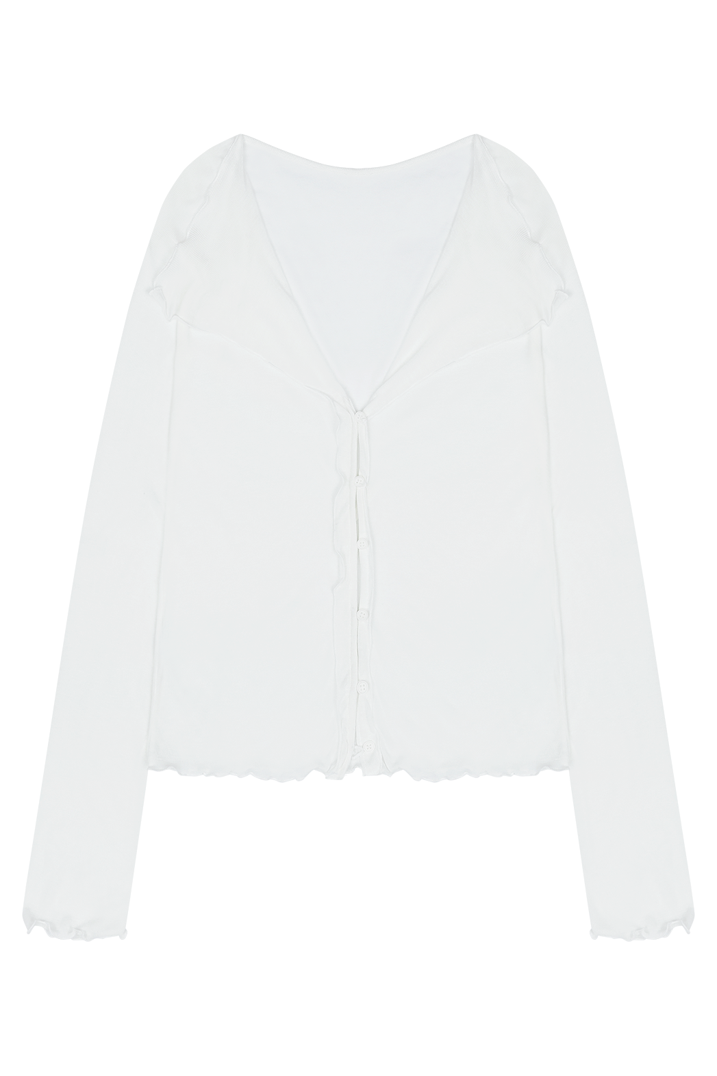 シースルーコットンボタンセミクロップド無地カーディガンSS | 詳細画像19