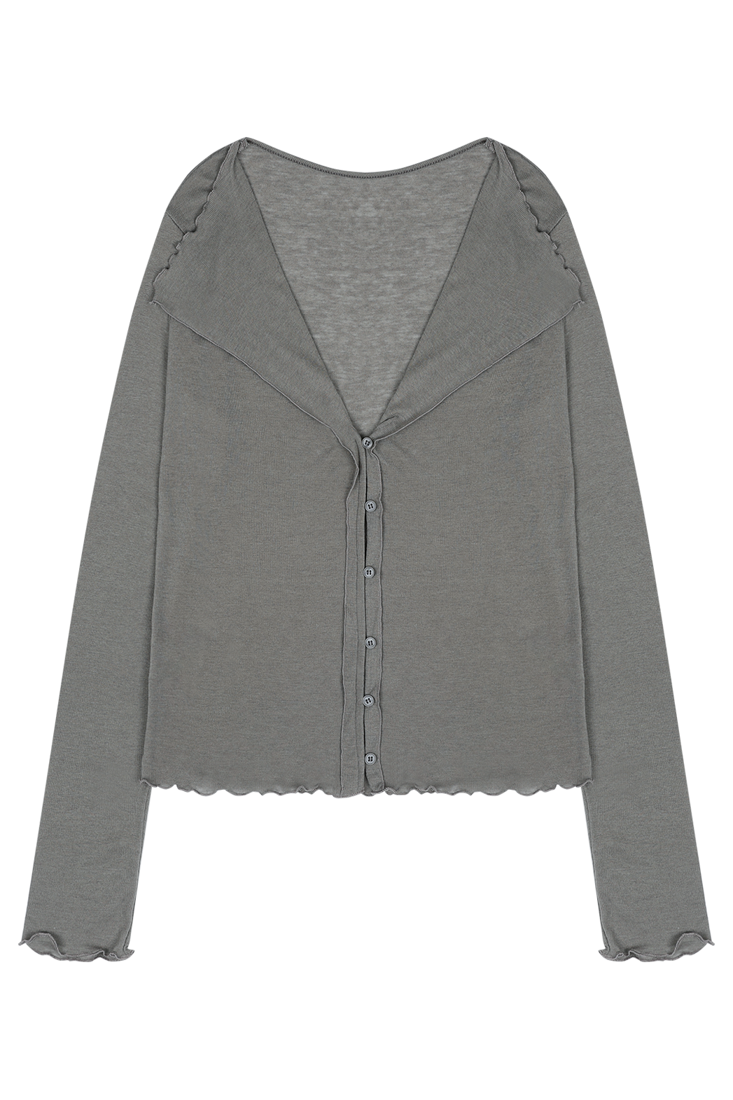 シースルーコットンボタンセミクロップド無地カーディガンSS | 詳細画像20