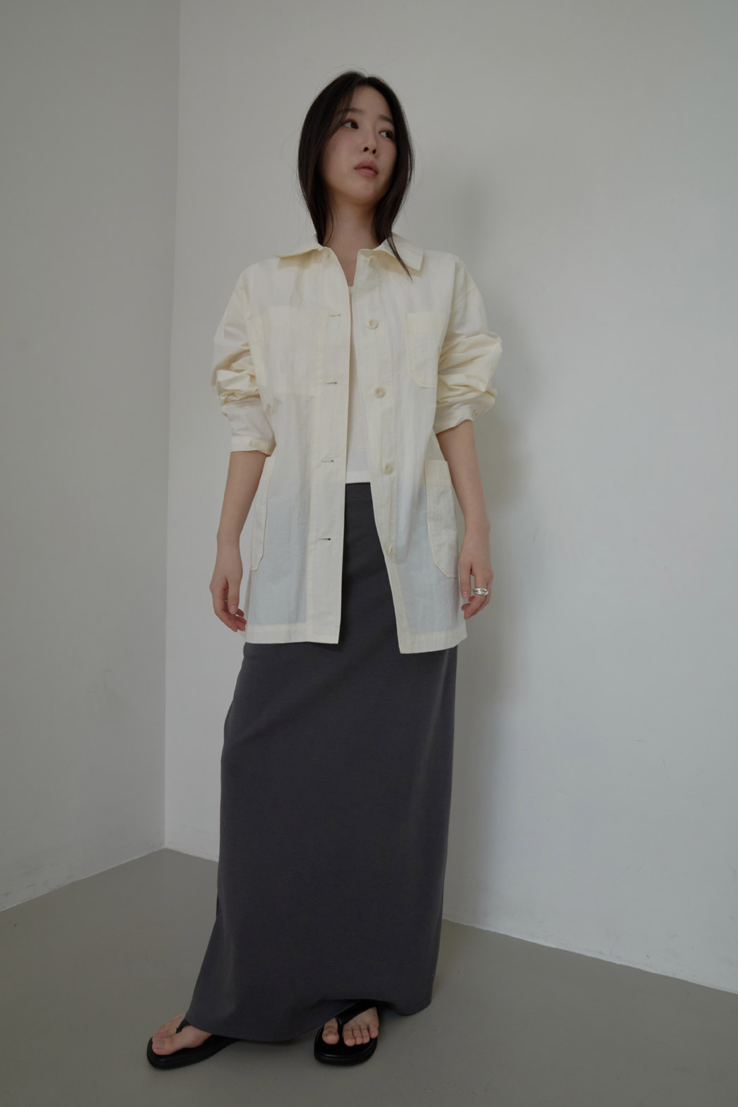 ナイロンカラーオーバーサイズツーポケット無地ジャケットSS | 詳細画像3