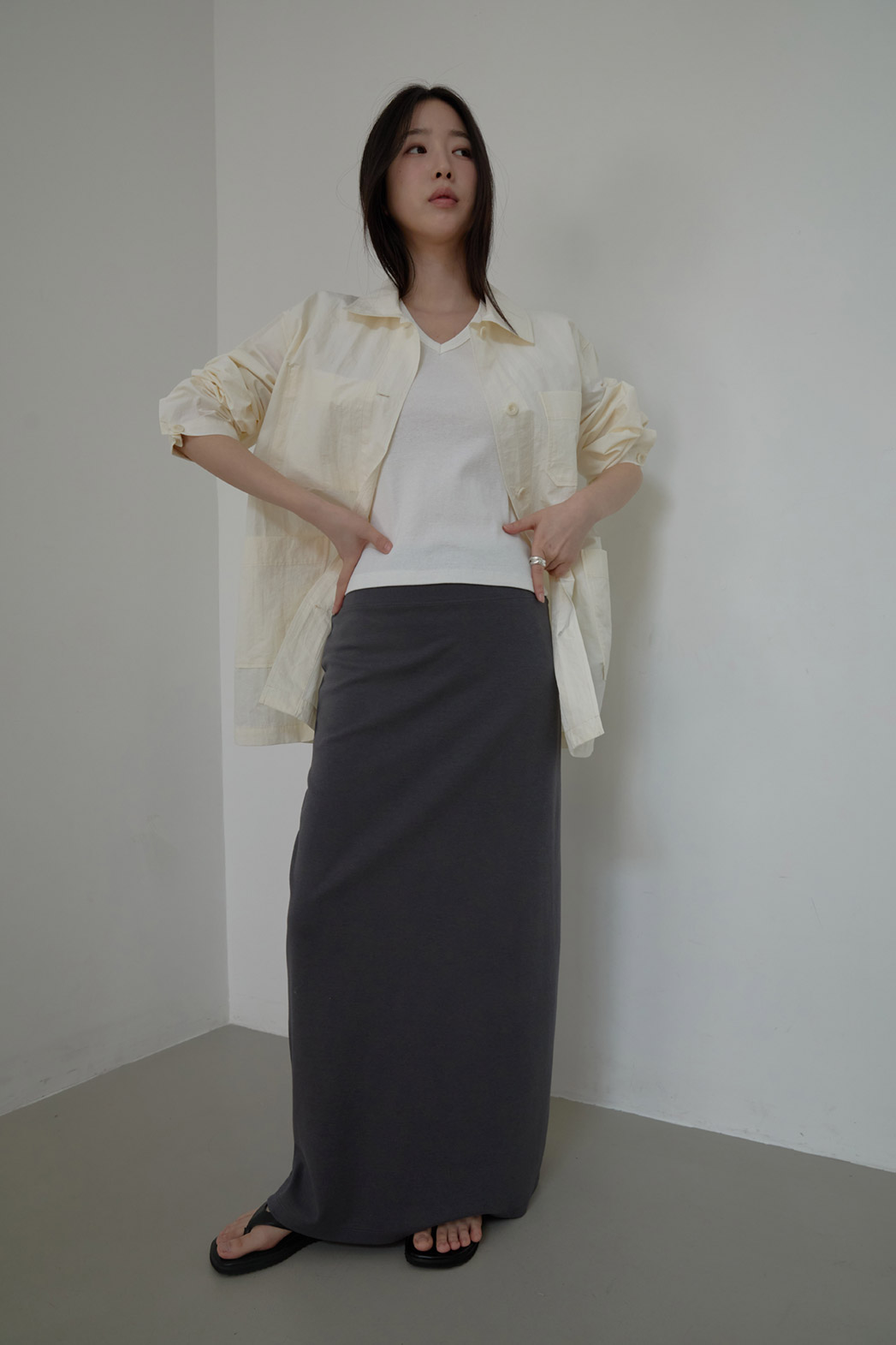 ナイロンカラーオーバーサイズツーポケット無地ジャケットSS | 詳細画像4