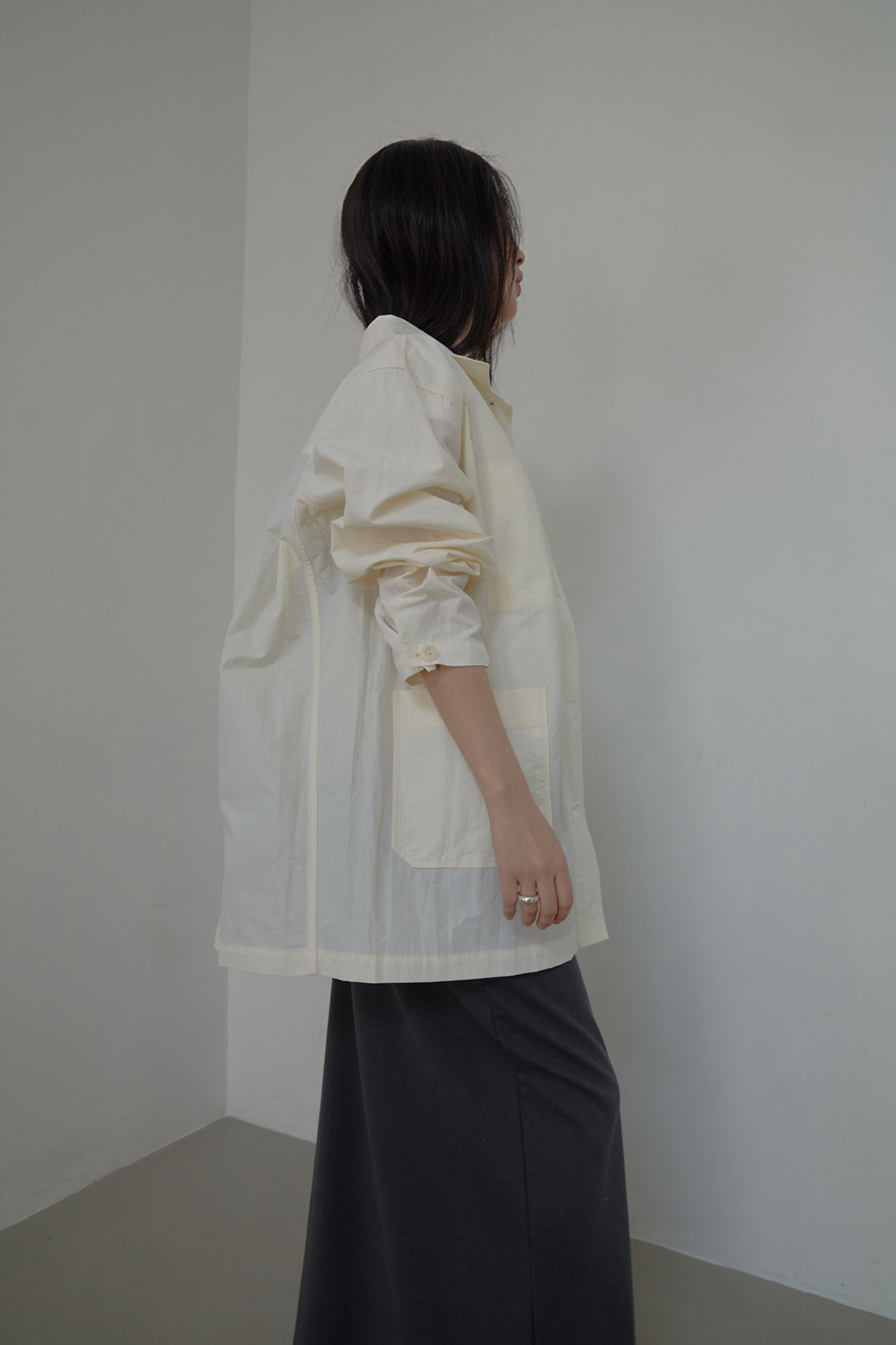 ナイロンカラーオーバーサイズツーポケット無地ジャケットSS | 詳細画像5