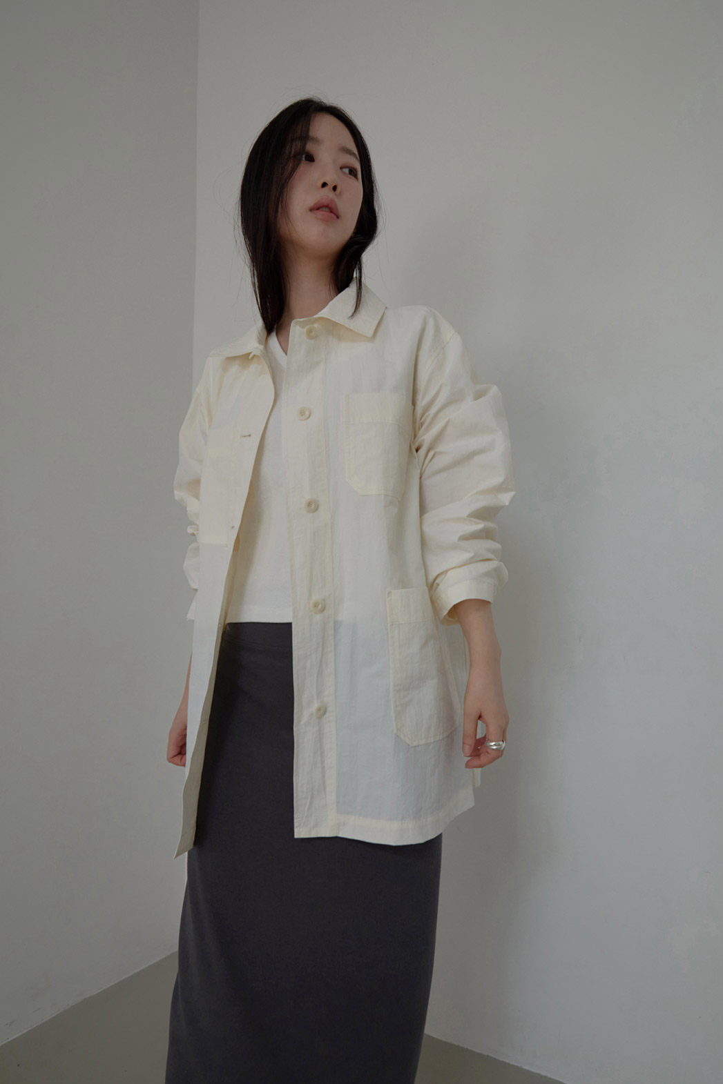 ナイロンカラーオーバーサイズツーポケット無地ジャケットSS | 詳細画像9