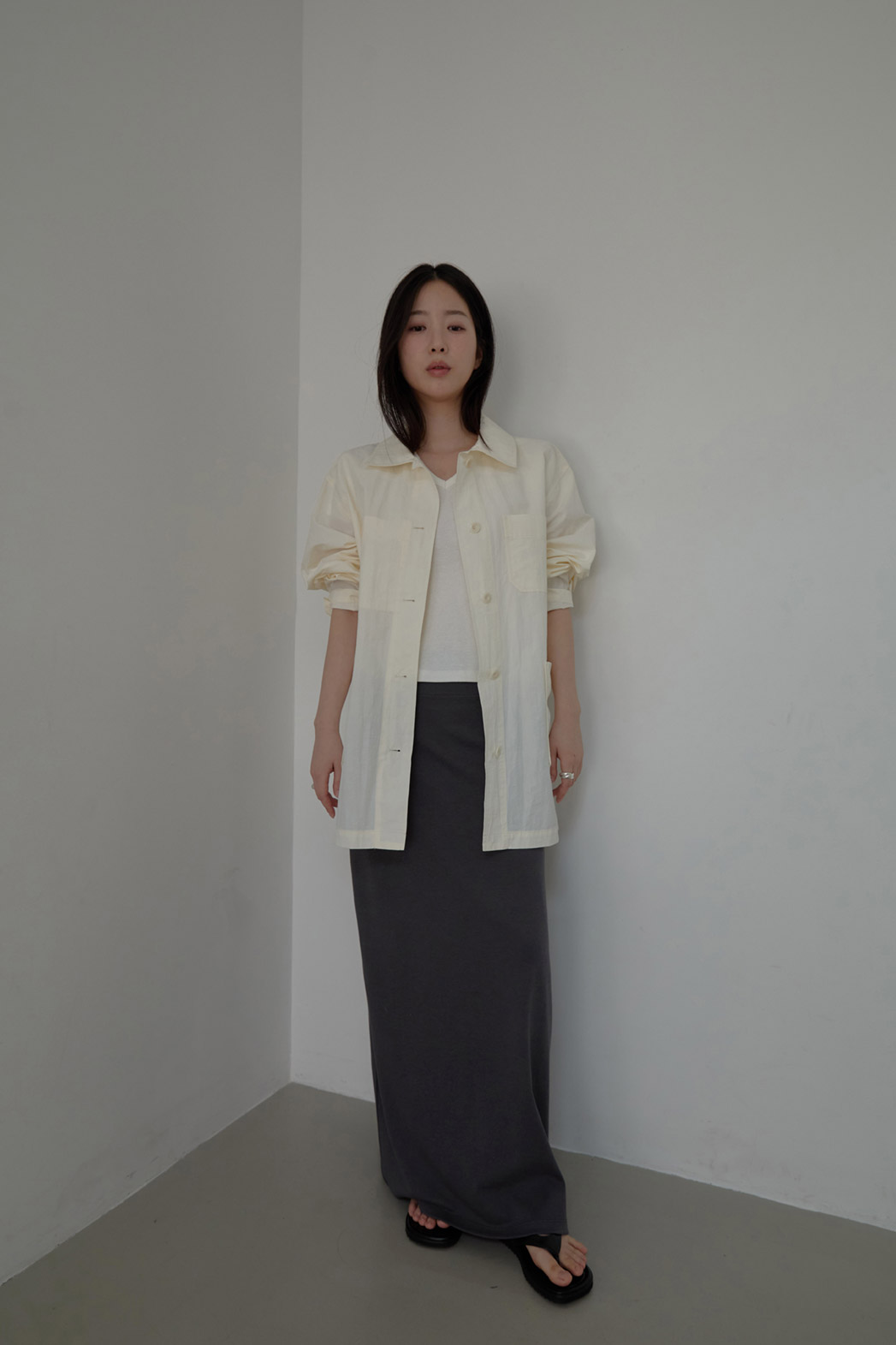 ナイロンカラーオーバーサイズツーポケット無地ジャケットSS | 詳細画像10