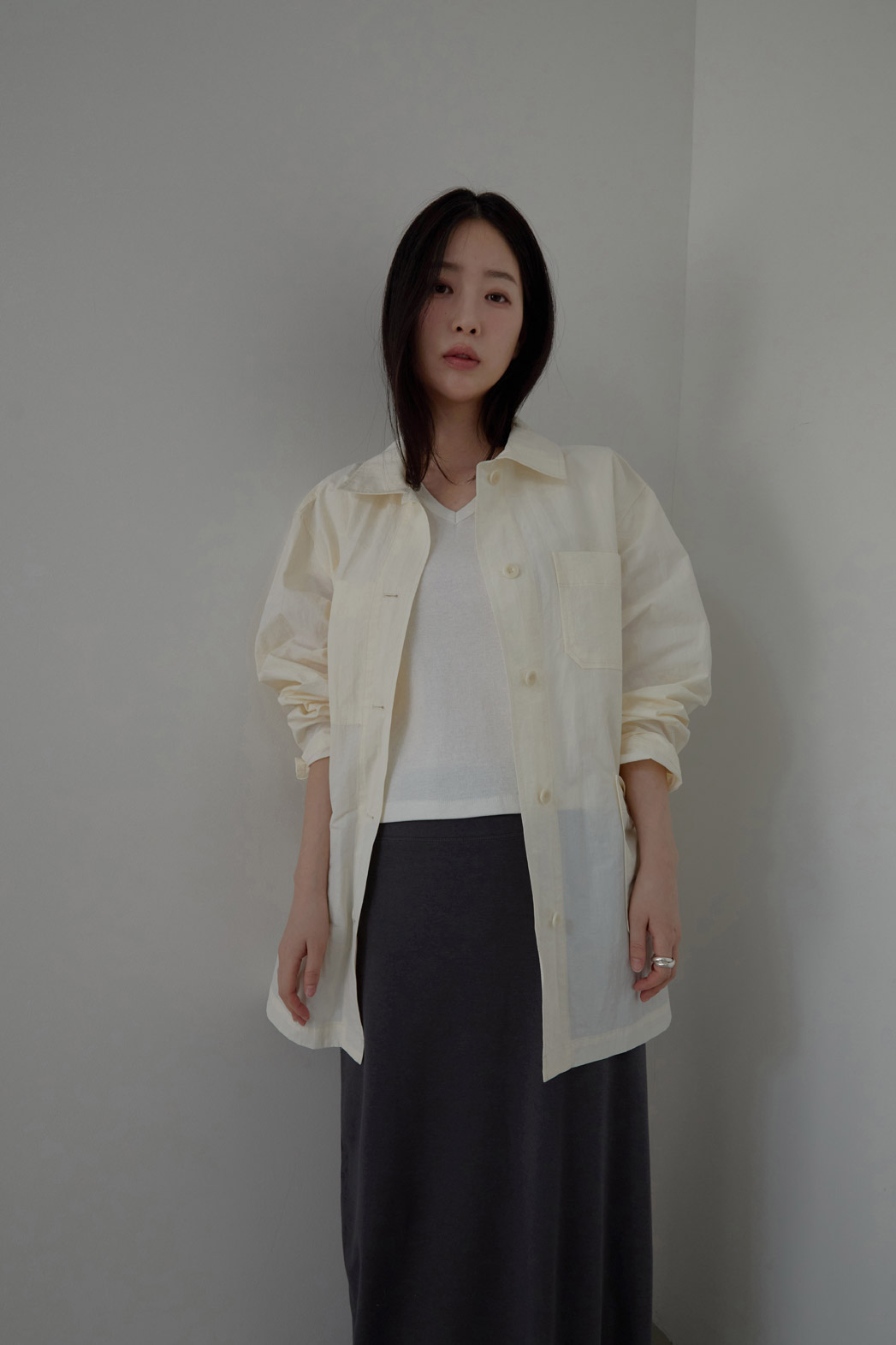 ナイロンカラーオーバーサイズツーポケット無地ジャケットSS | 詳細画像12