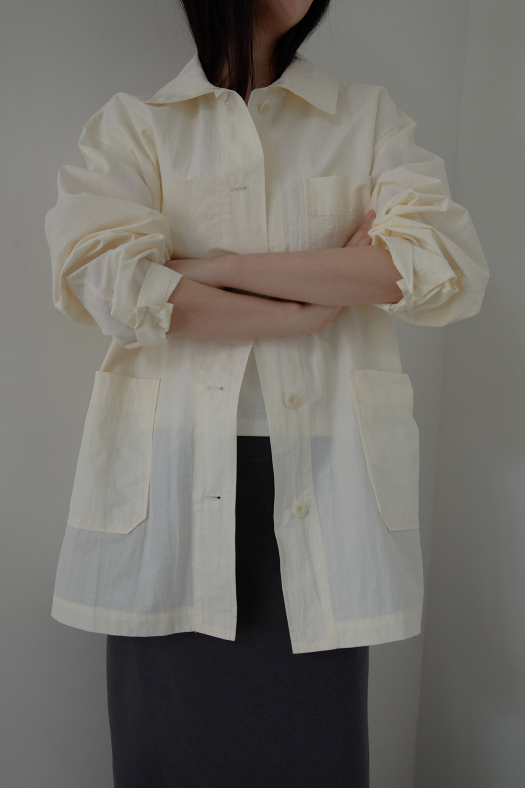 ナイロンカラーオーバーサイズツーポケット無地ジャケットSS | 詳細画像14