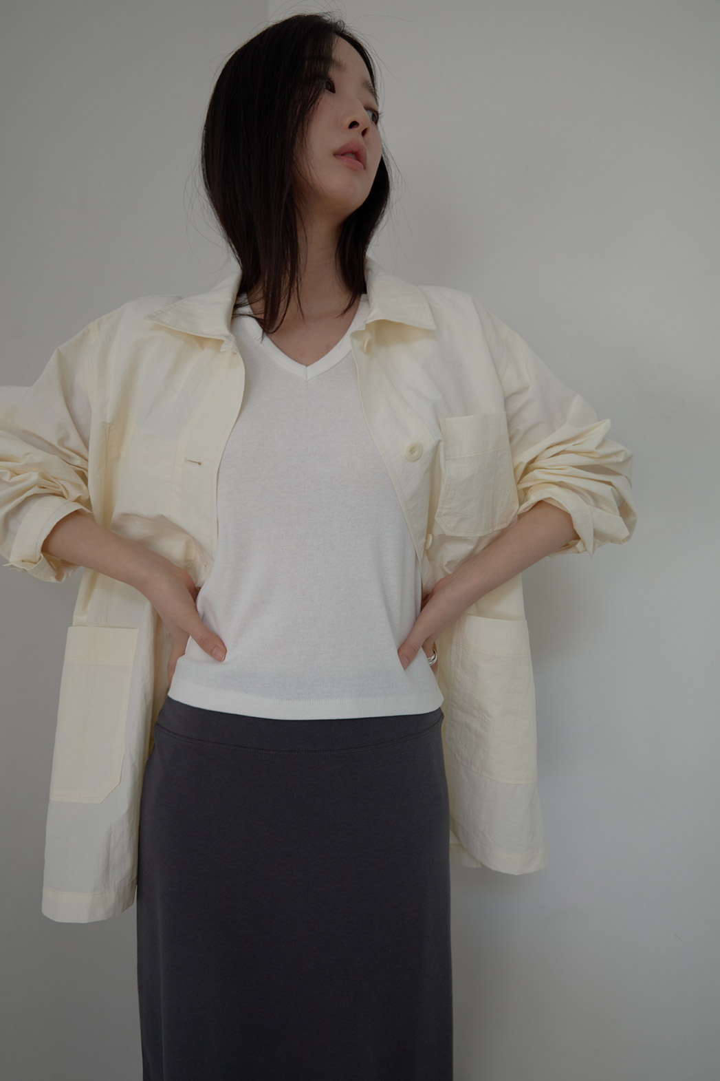 ナイロンカラーオーバーサイズツーポケット無地ジャケットSS | 詳細画像17