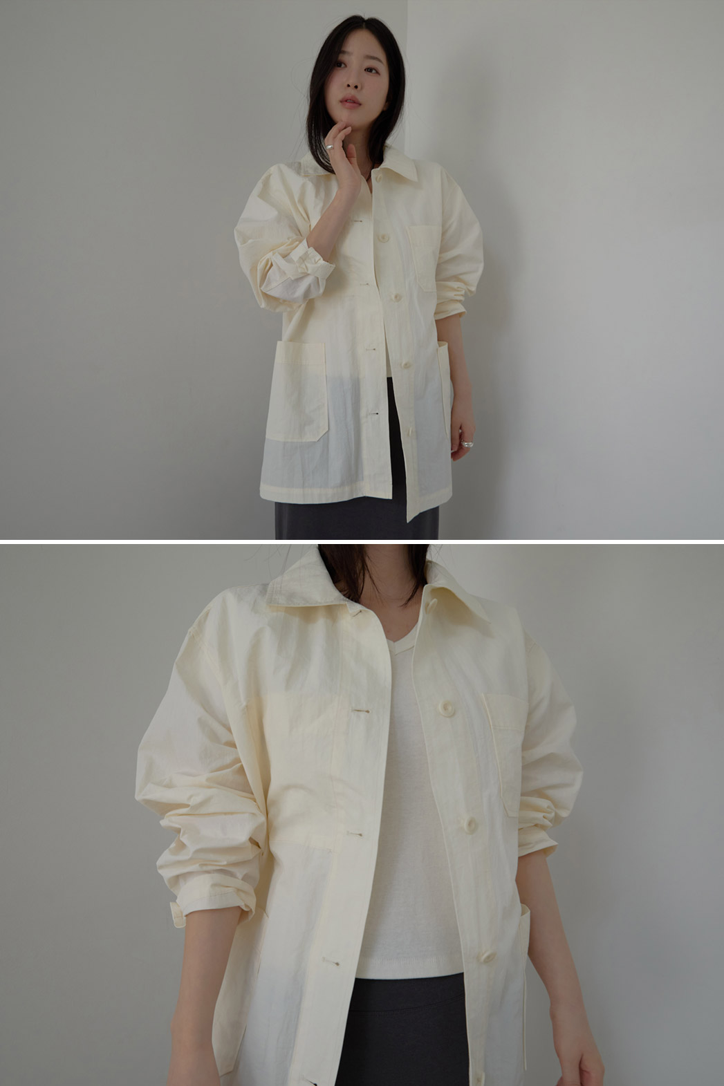 ナイロンカラーオーバーサイズツーポケット無地ジャケットSS | 詳細画像18