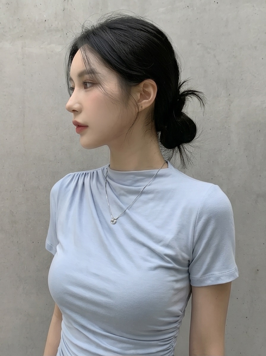 ドレープベーシックスリム半袖ギャザーTシャツ | 詳細画像12