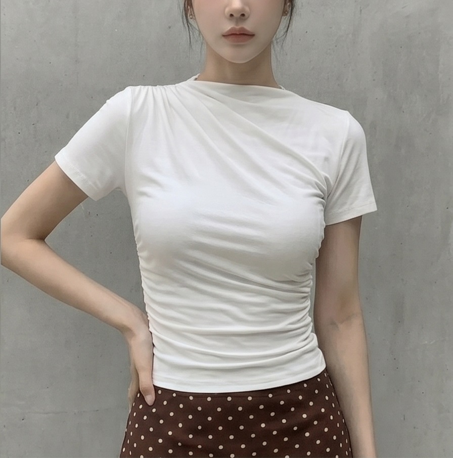 ドレープベーシックスリム半袖ギャザーTシャツ | 詳細画像20