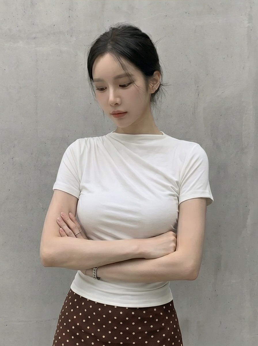 ドレープベーシックスリム半袖ギャザーTシャツ | 詳細画像21