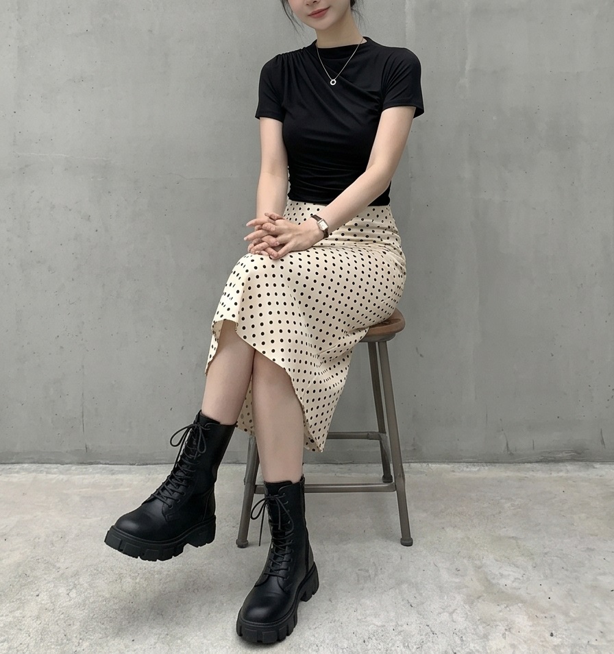 ドレープベーシックスリム半袖ギャザーTシャツ | 詳細画像24