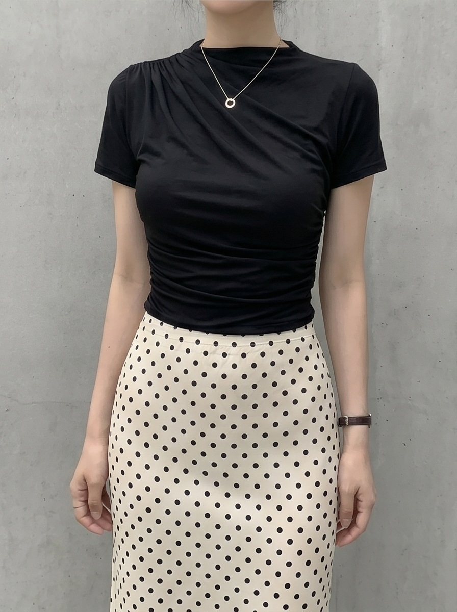 ドレープベーシックスリム半袖ギャザーTシャツ | 詳細画像27