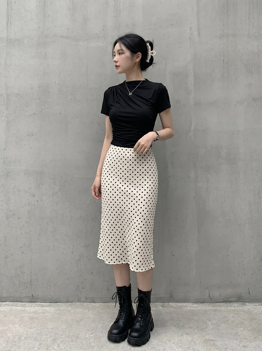 ドレープベーシックスリム半袖ギャザーTシャツ | 詳細画像31