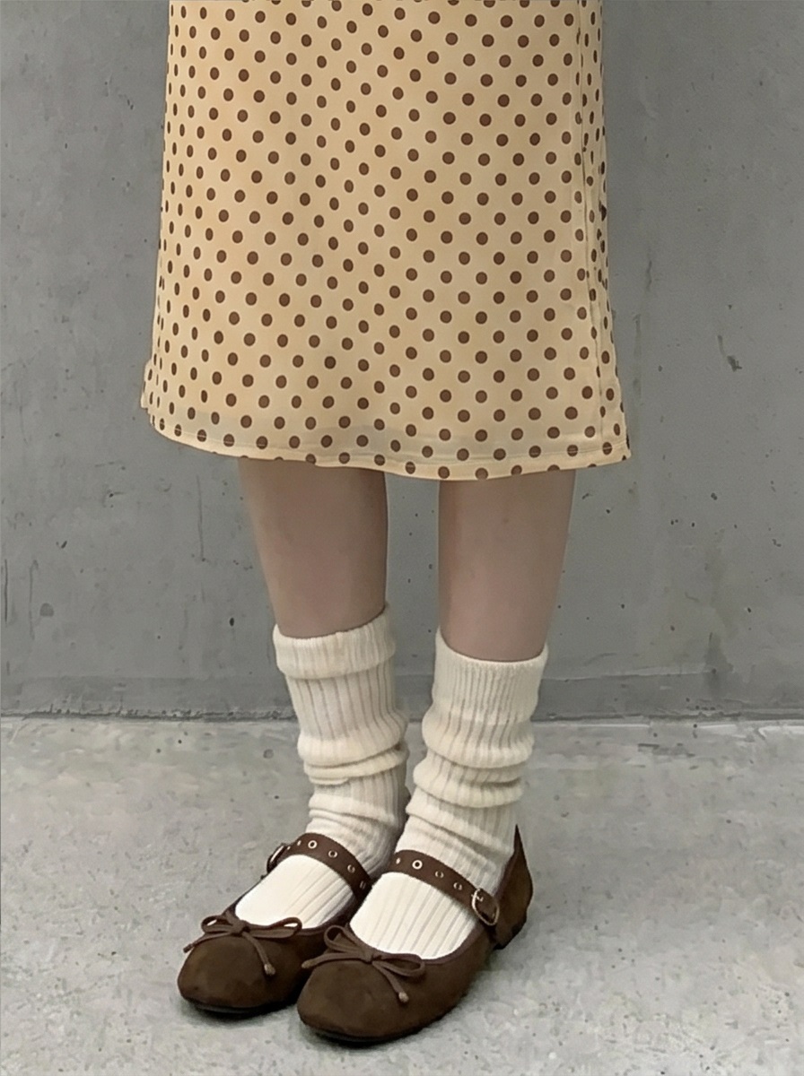 シフォンウエストゴムスリムロングAラインドットスカート | 詳細画像4