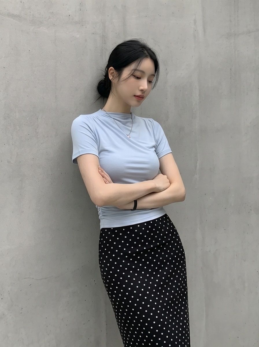 シフォンウエストゴムスリムロングAラインドットスカート | 詳細画像12