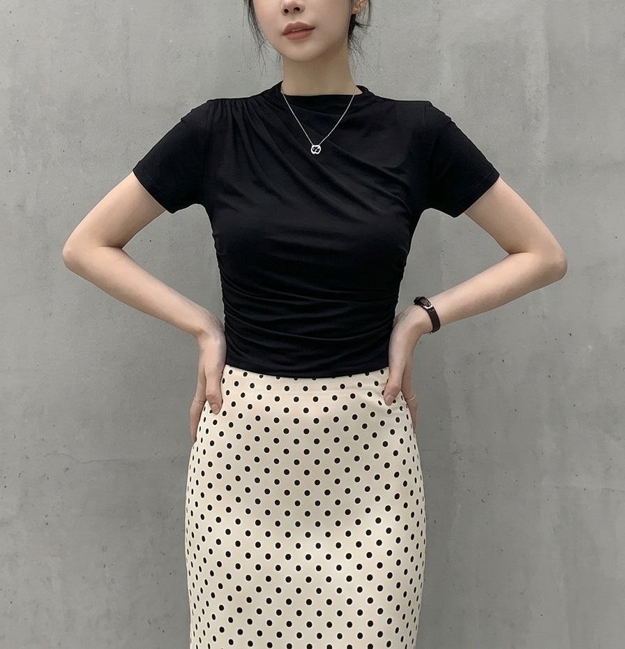 シフォンウエストゴムスリムロングAラインドットスカート | 詳細画像23