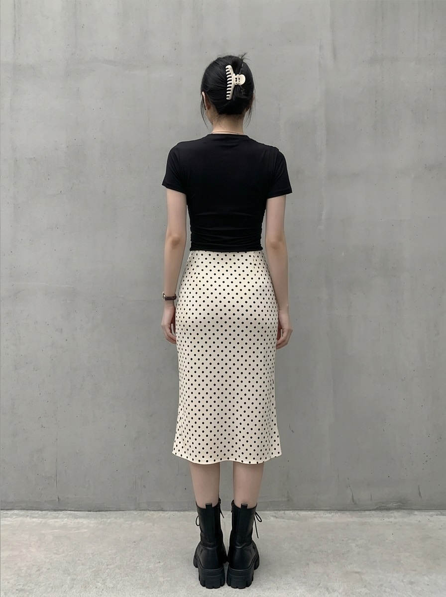 シフォンウエストゴムスリムロングAラインドットスカート | 詳細画像26