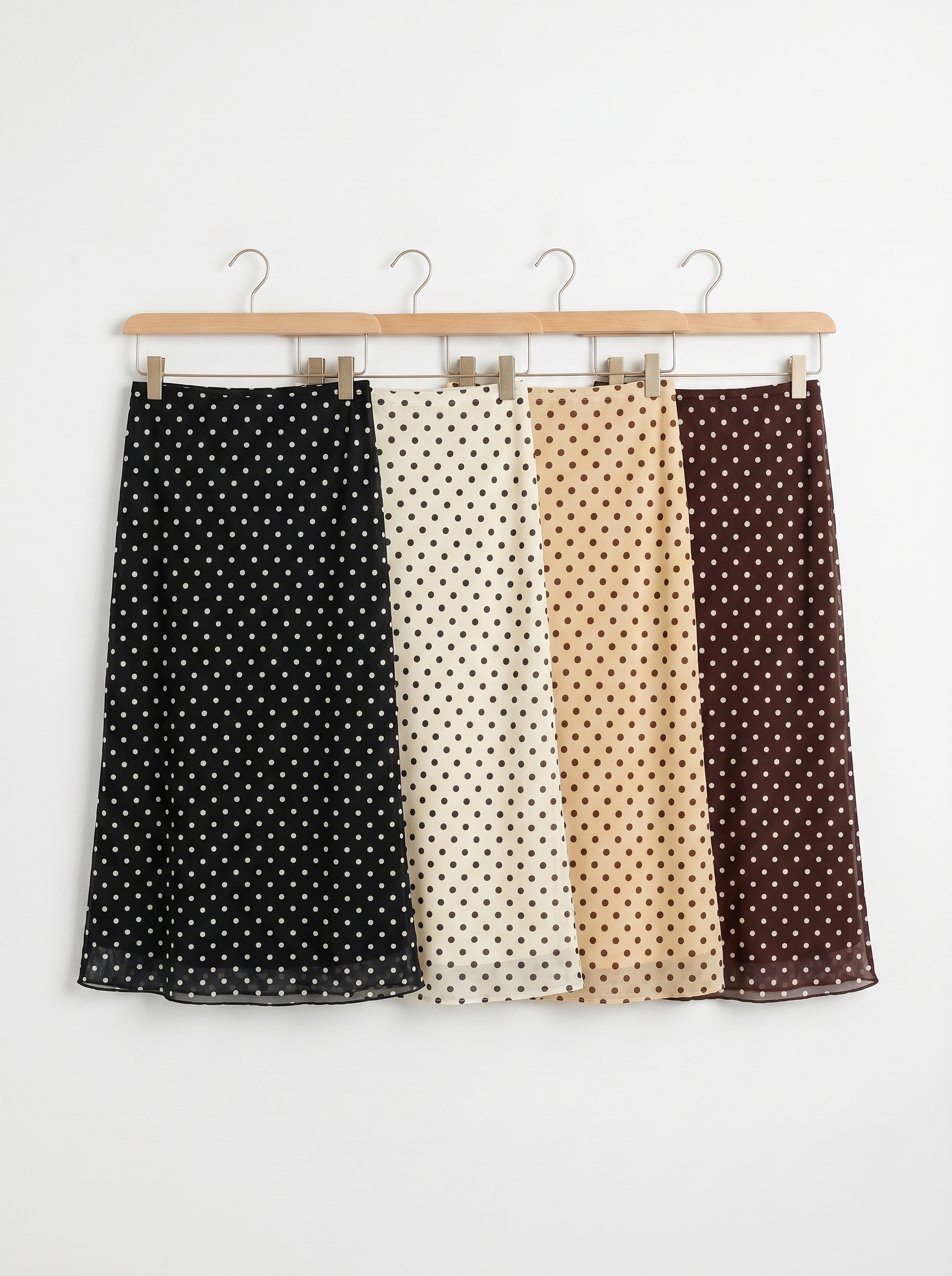 シフォンウエストゴムスリムロングAラインドットスカート | 詳細画像31