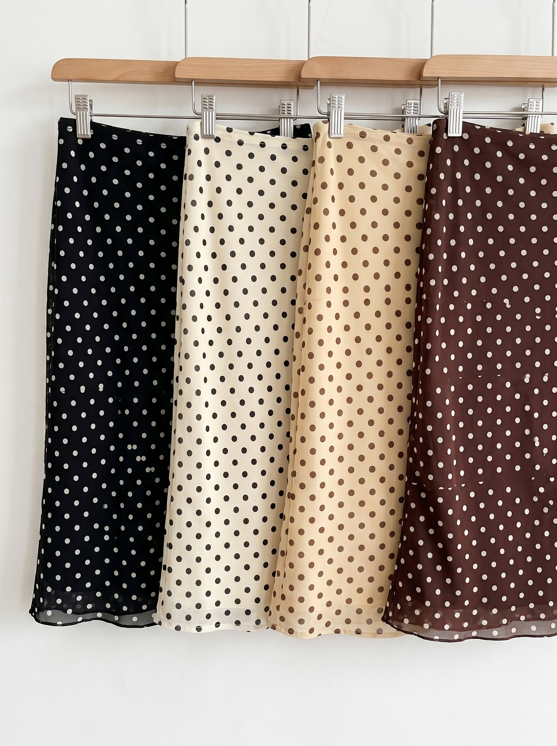 シフォンウエストゴムスリムロングAラインドットスカート | 詳細画像32