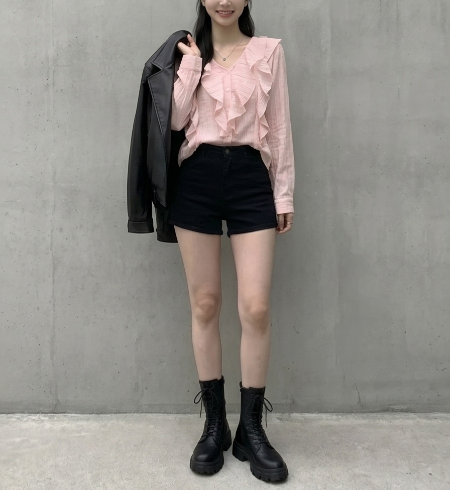 シフォンVネックフリルベーシック長袖ブラウス | 詳細画像2