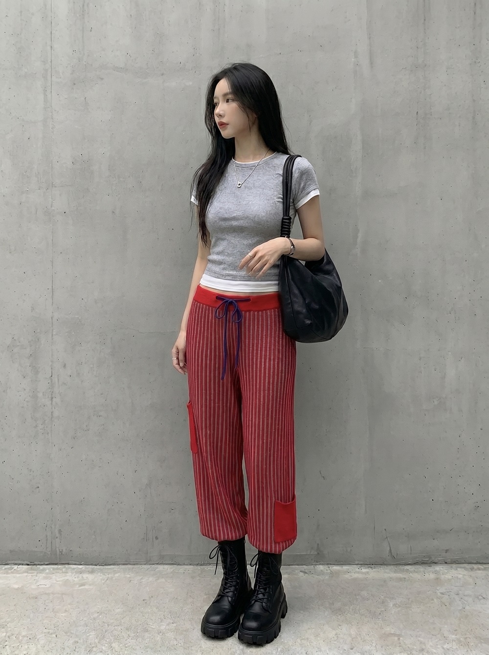 配色ラウンドネックベーシックレイヤード風半袖Tシャツ | 詳細画像6