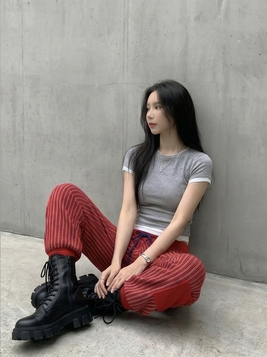 配色ラウンドネックベーシックレイヤード風半袖Tシャツ | 詳細画像9