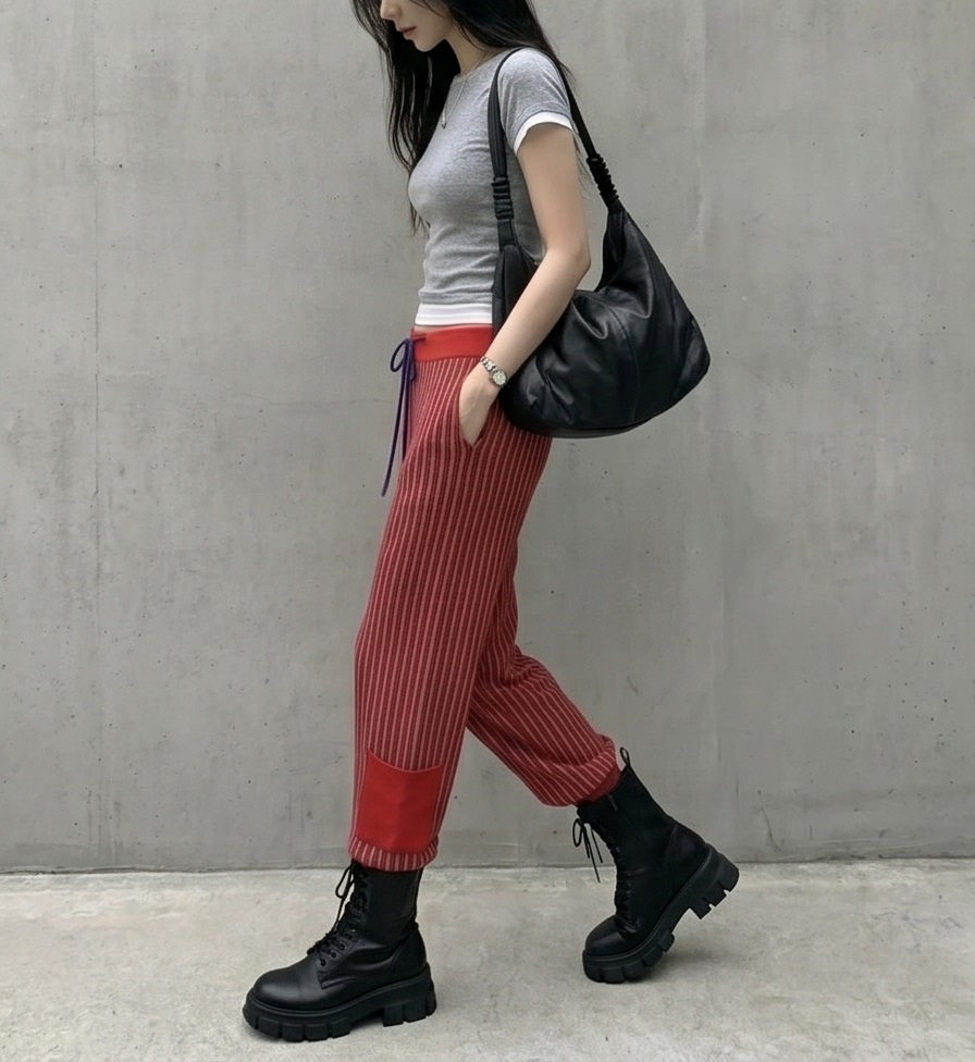 配色ラウンドネックベーシックレイヤード風半袖Tシャツ | 詳細画像10