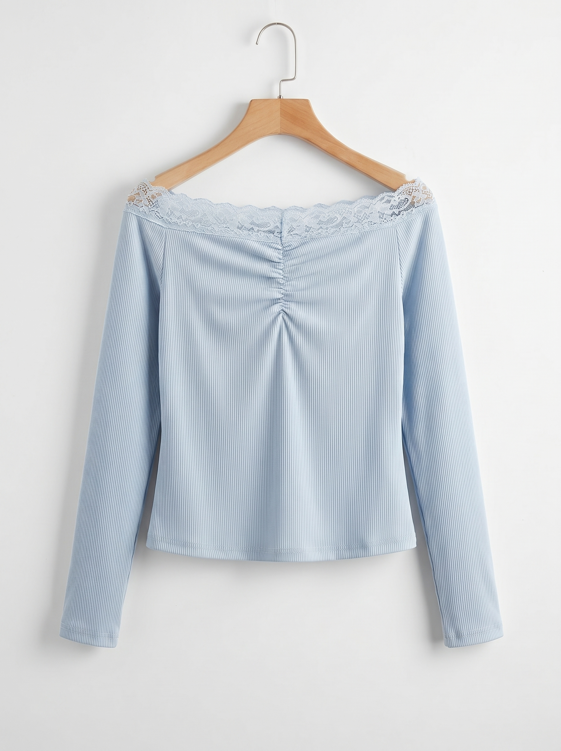 リブオフショルダーベーシック長袖ギャザーTシャツ | 詳細画像10