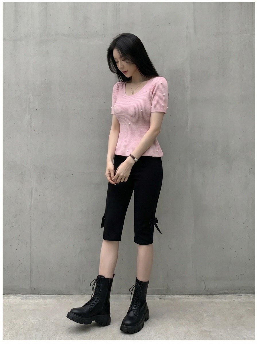 ウエストゴムスリムバミューダ5分丈ショートパンツ | 詳細画像5