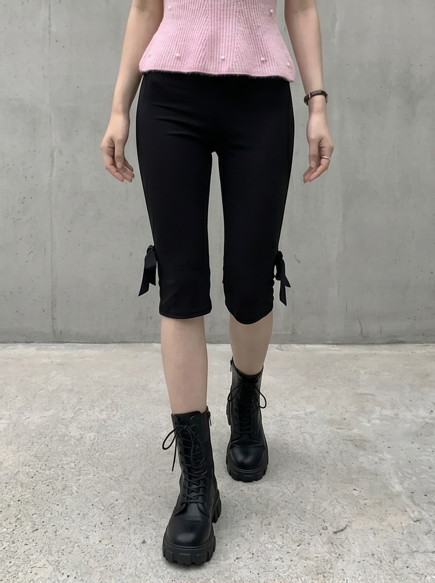 ウエストゴムスリムバミューダ5分丈ショートパンツ | 詳細画像8