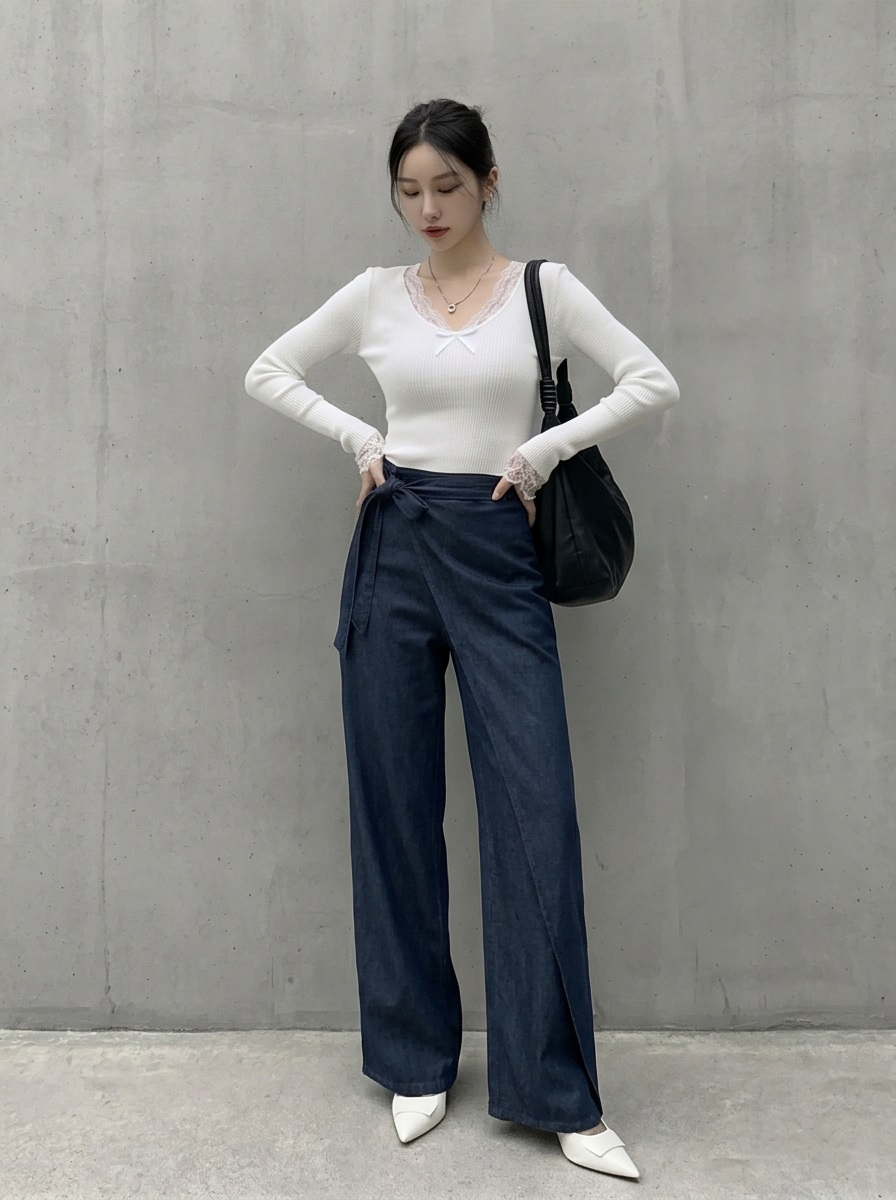 Vネックベーシック長袖レイヤードニット | 詳細画像6