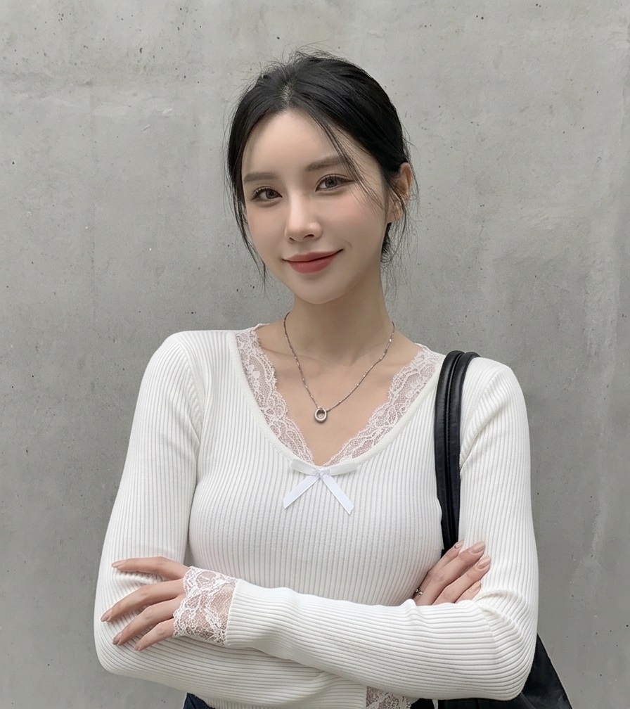 Vネックベーシック長袖レイヤードニット | 詳細画像7