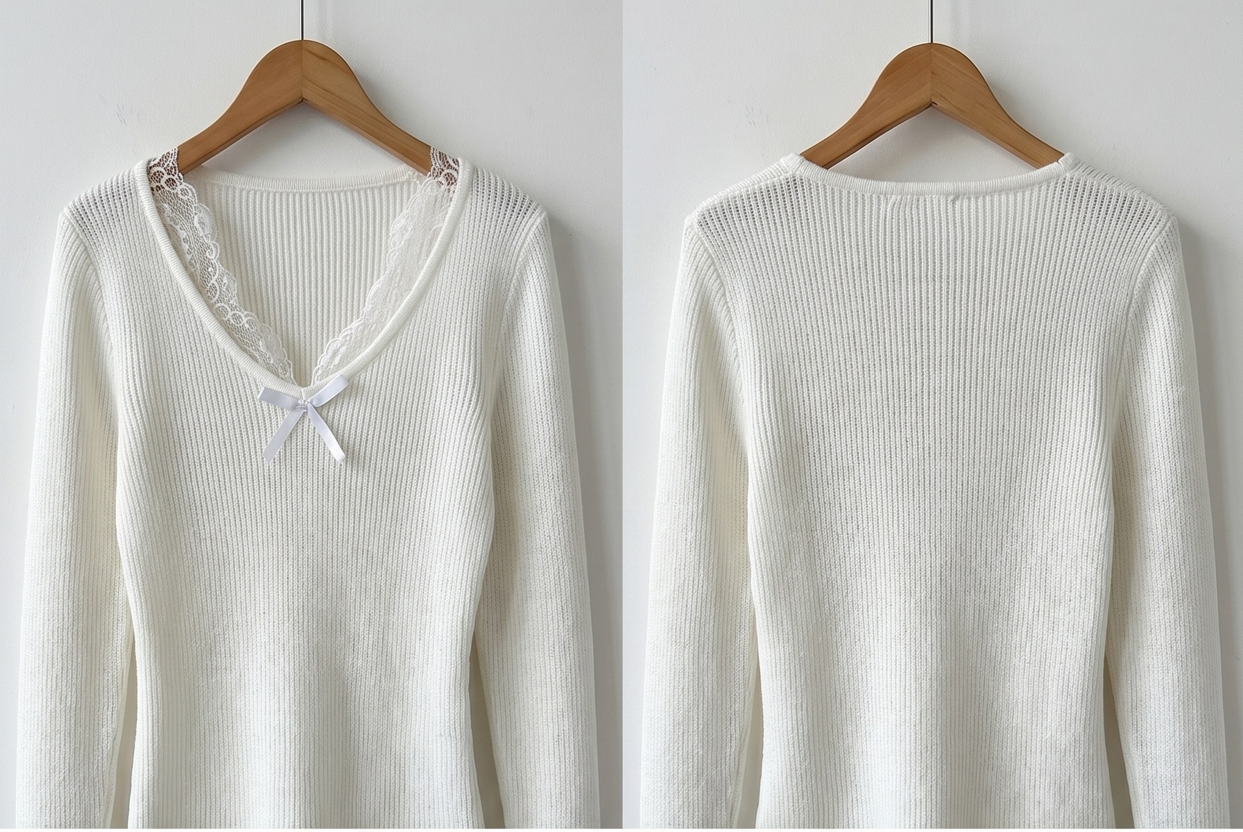 Vネックベーシック長袖レイヤードニット | 詳細画像9