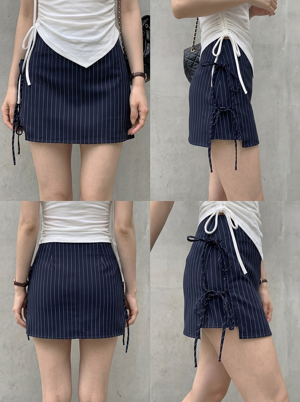 ストラップラップスリムミニストライプスカート | 詳細画像6