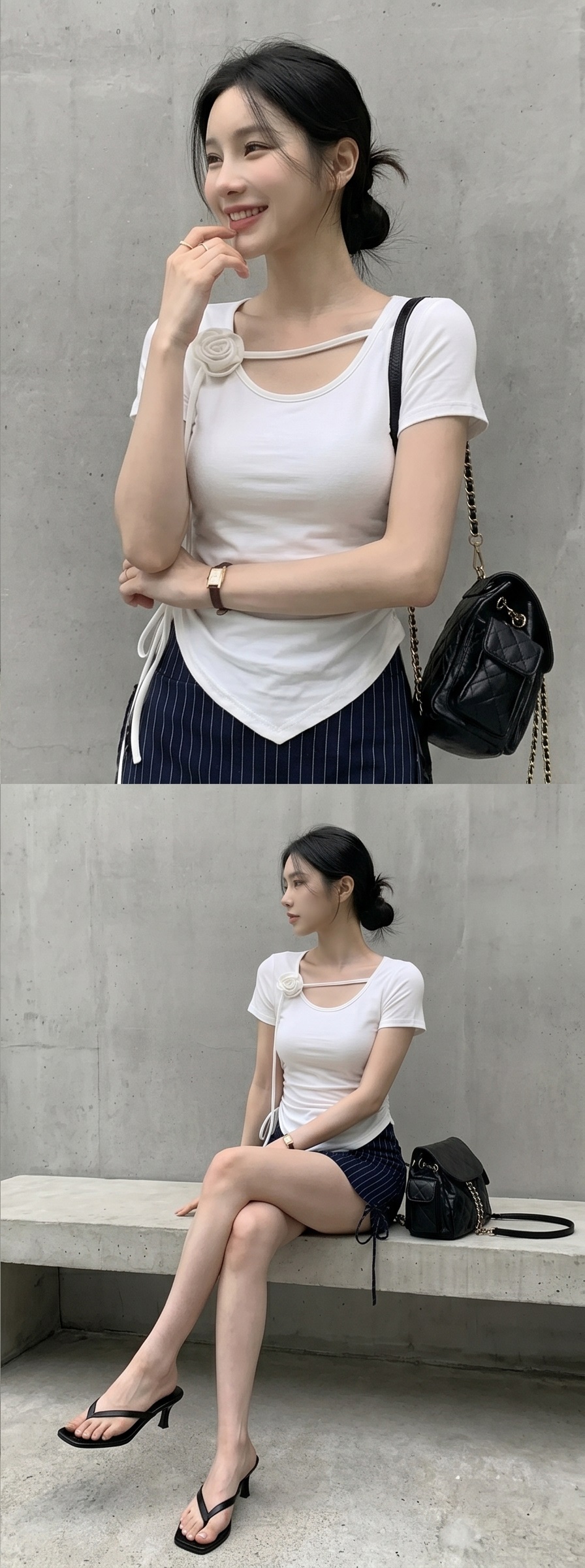 ストラップラップスリムミニストライプスカート | 詳細画像9