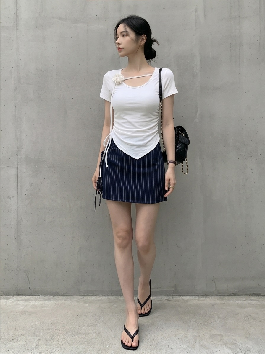 ストラップラップスリムミニストライプスカート | 詳細画像12