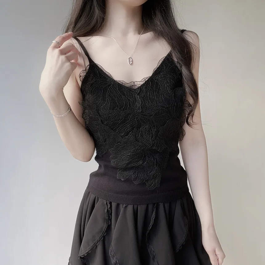 花柄レースVネックキャミソール | mirangmirang | 詳細画像15