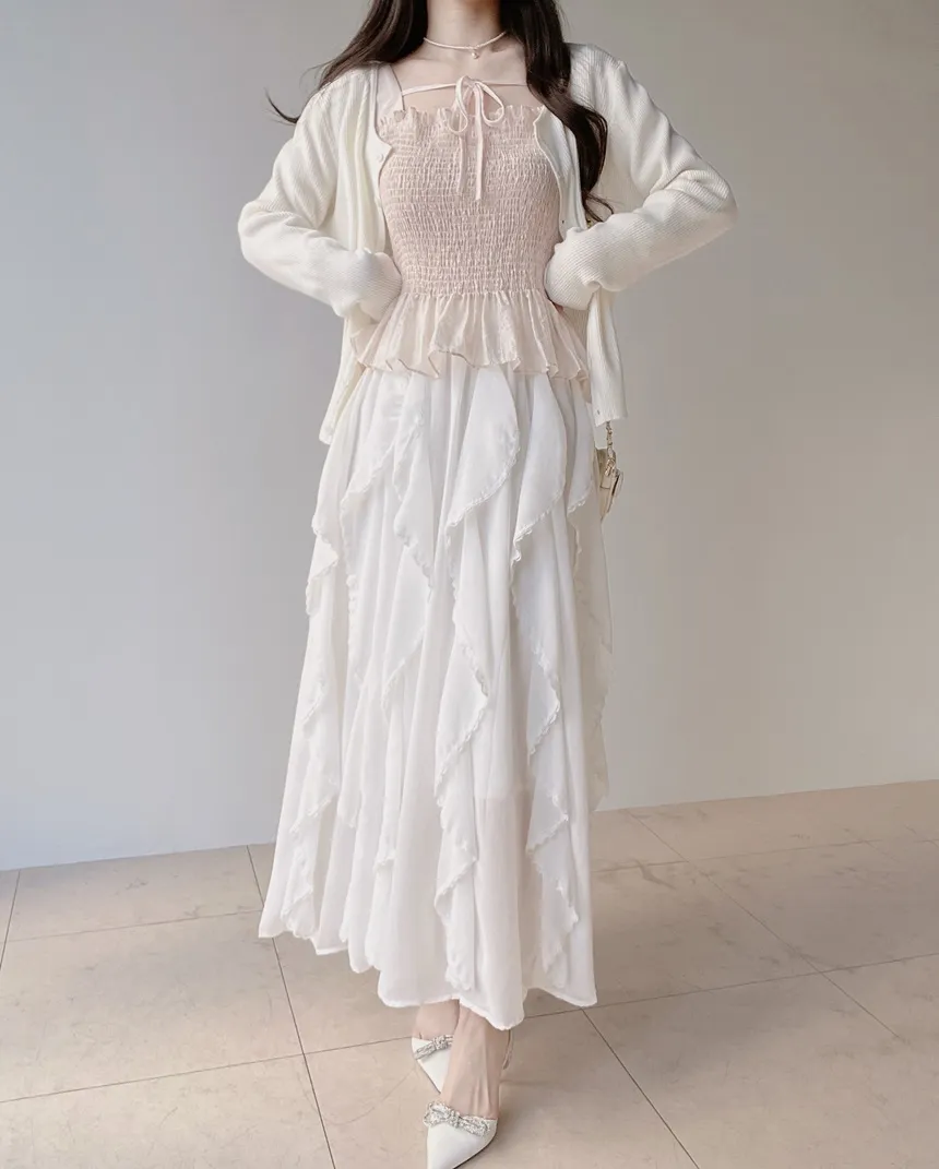 レースフリルウエストゴムロングスカート | mirangmirang | 詳細画像10