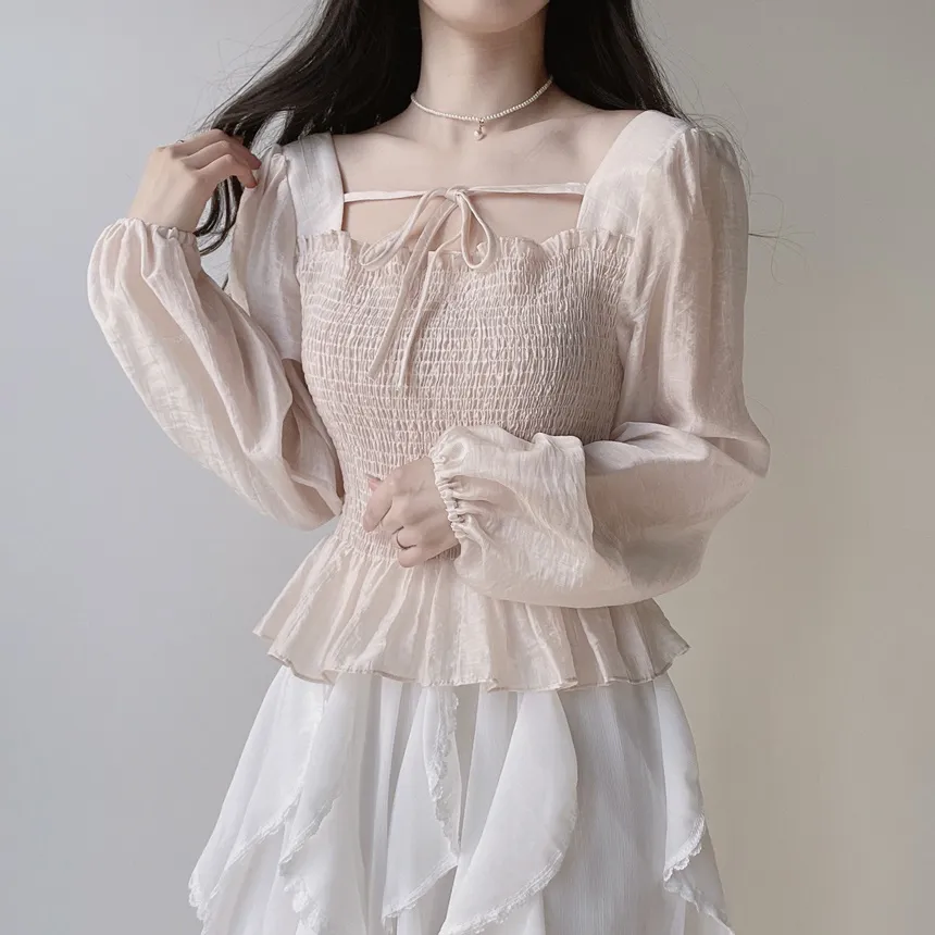 レースフリルウエストゴムロングスカート | mirangmirang | 詳細画像14