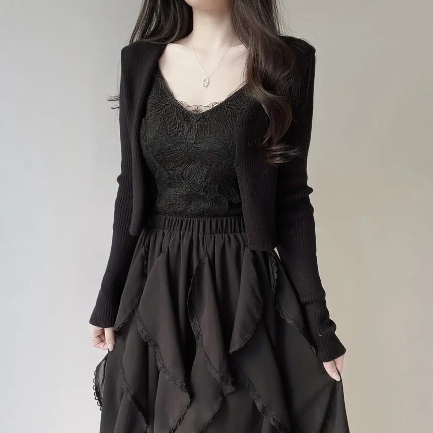 レースフリルウエストゴムロングスカート | mirangmirang | 詳細画像24