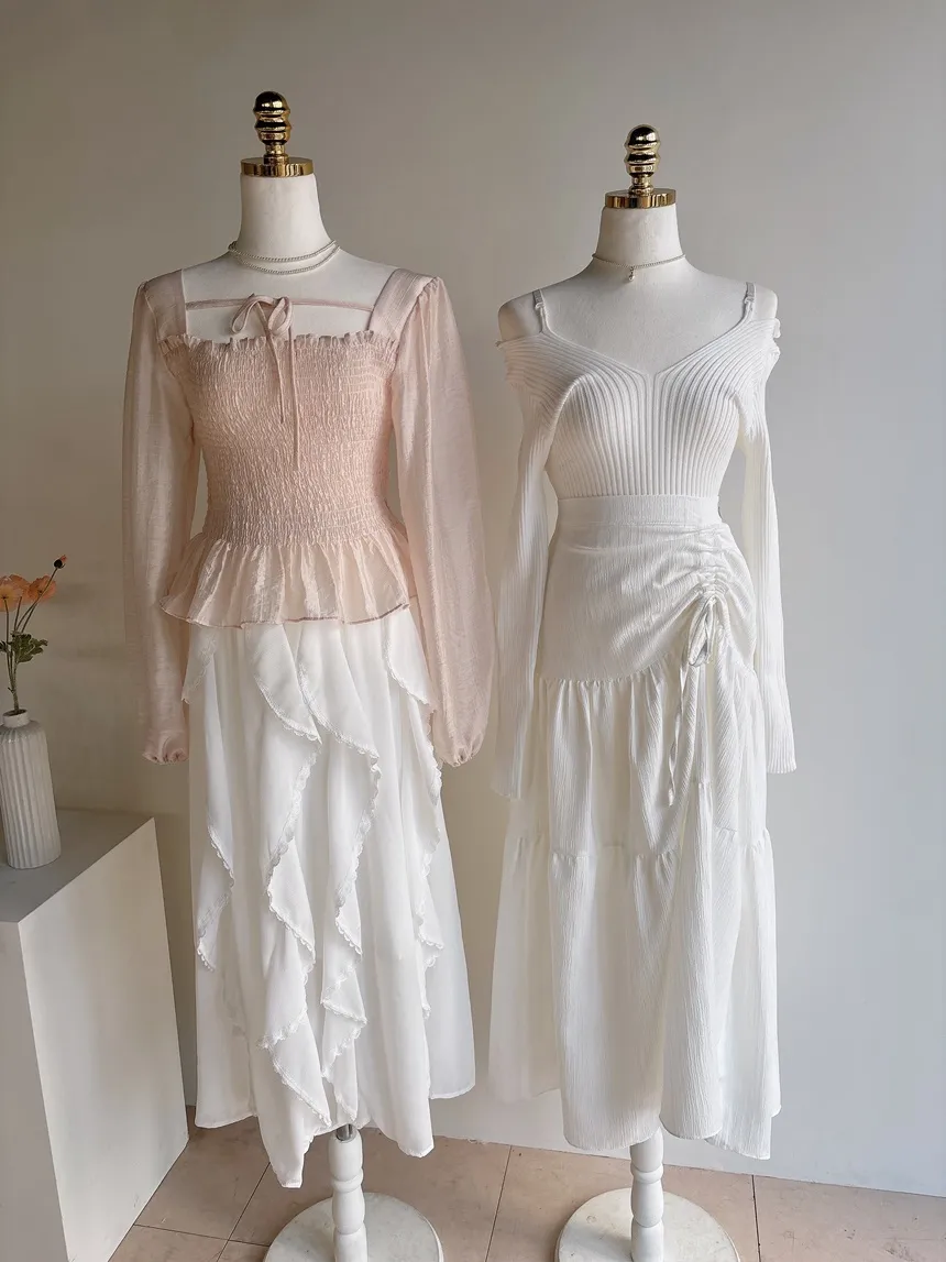 レースフリルウエストゴムロングスカート | mirangmirang | 詳細画像39