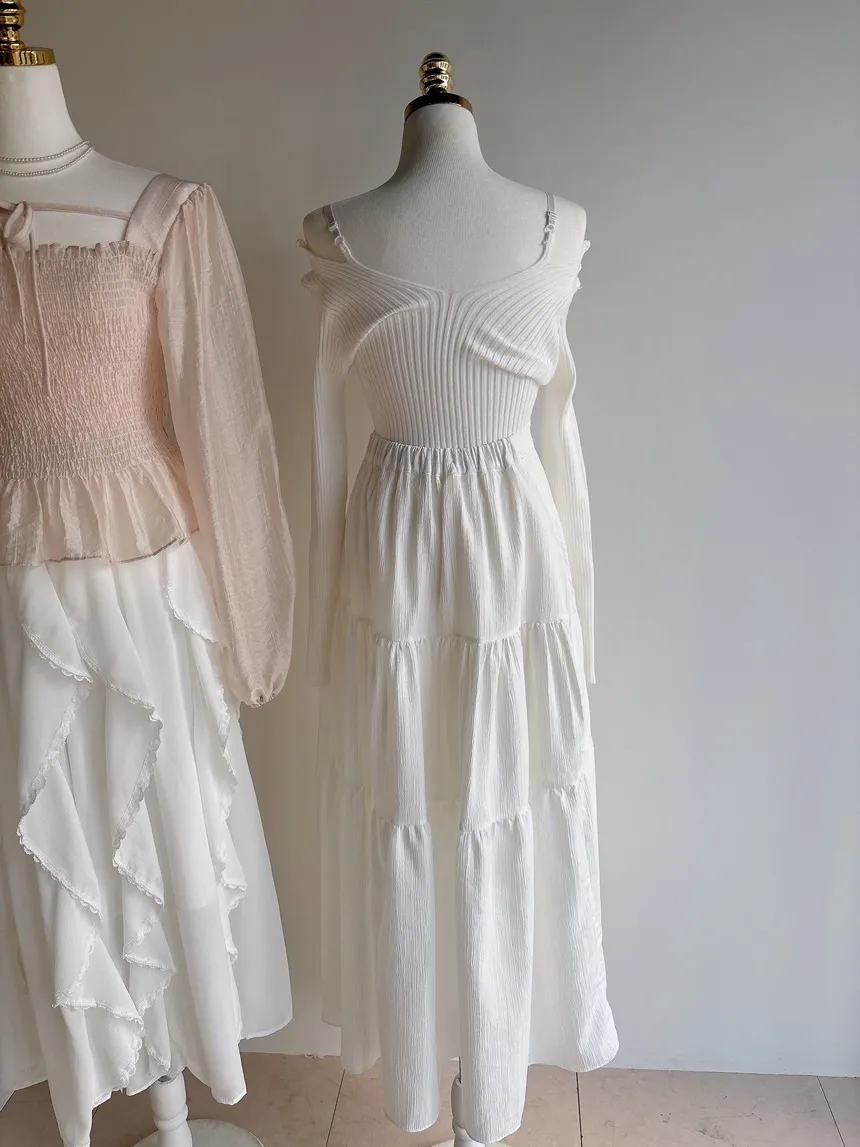 レースフリルウエストゴムロングスカート | mirangmirang | 詳細画像41