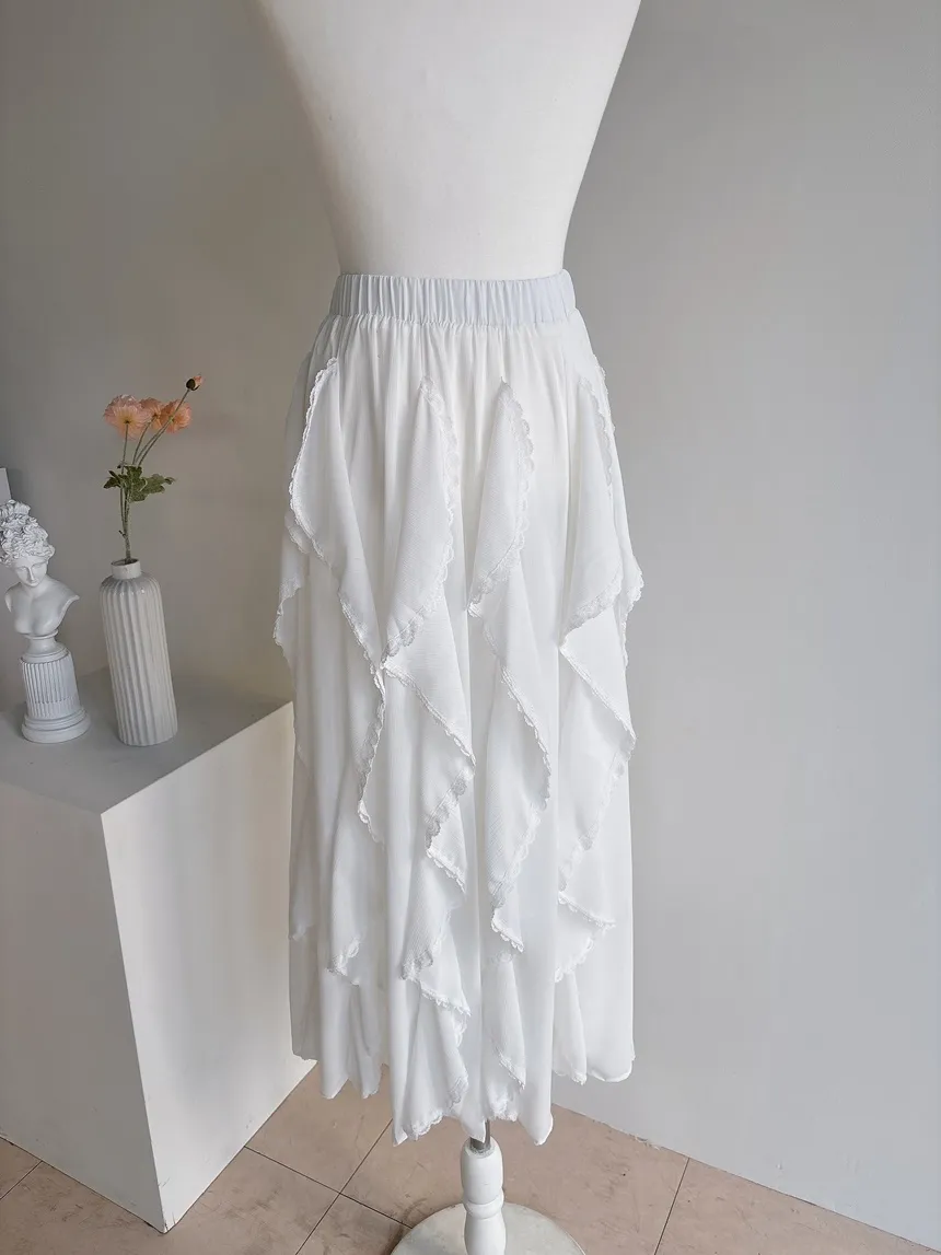 レースフリルウエストゴムロングスカート | mirangmirang | 詳細画像42