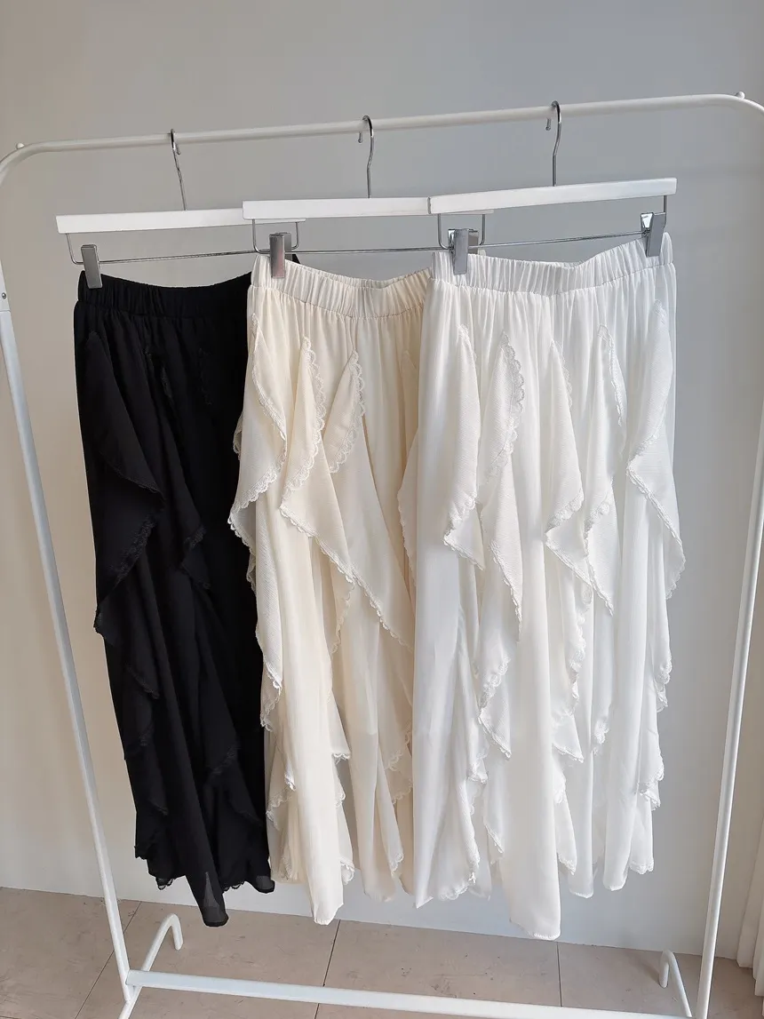 レースフリルウエストゴムロングスカート | mirangmirang | 詳細画像45