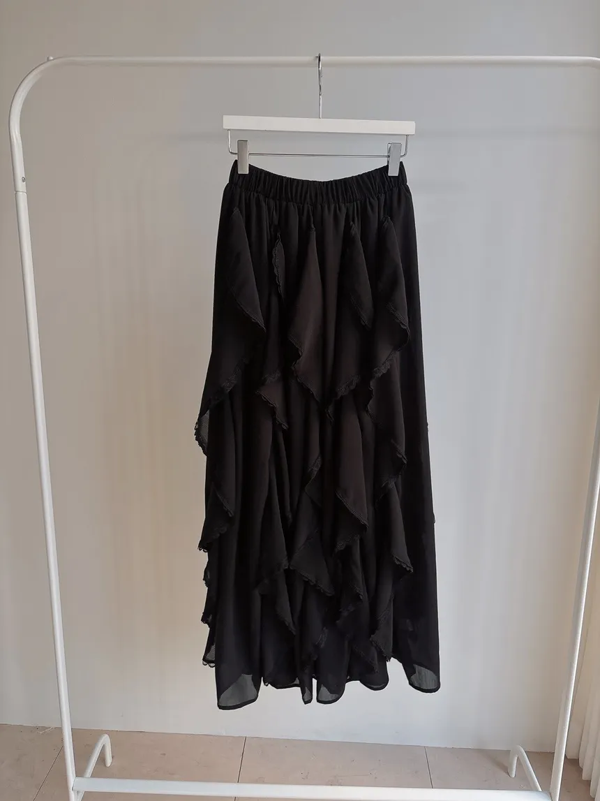 レースフリルウエストゴムロングスカート | mirangmirang | 詳細画像50