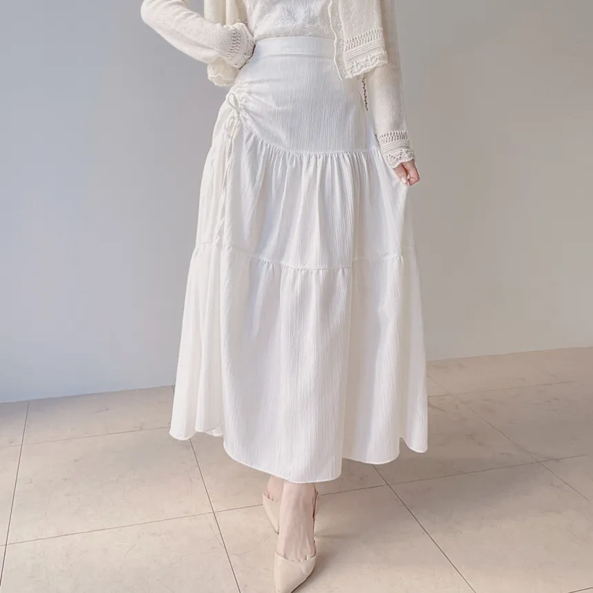 ドローストリングバックゴムフレアロングスカート | mirangmirang | 詳細画像2