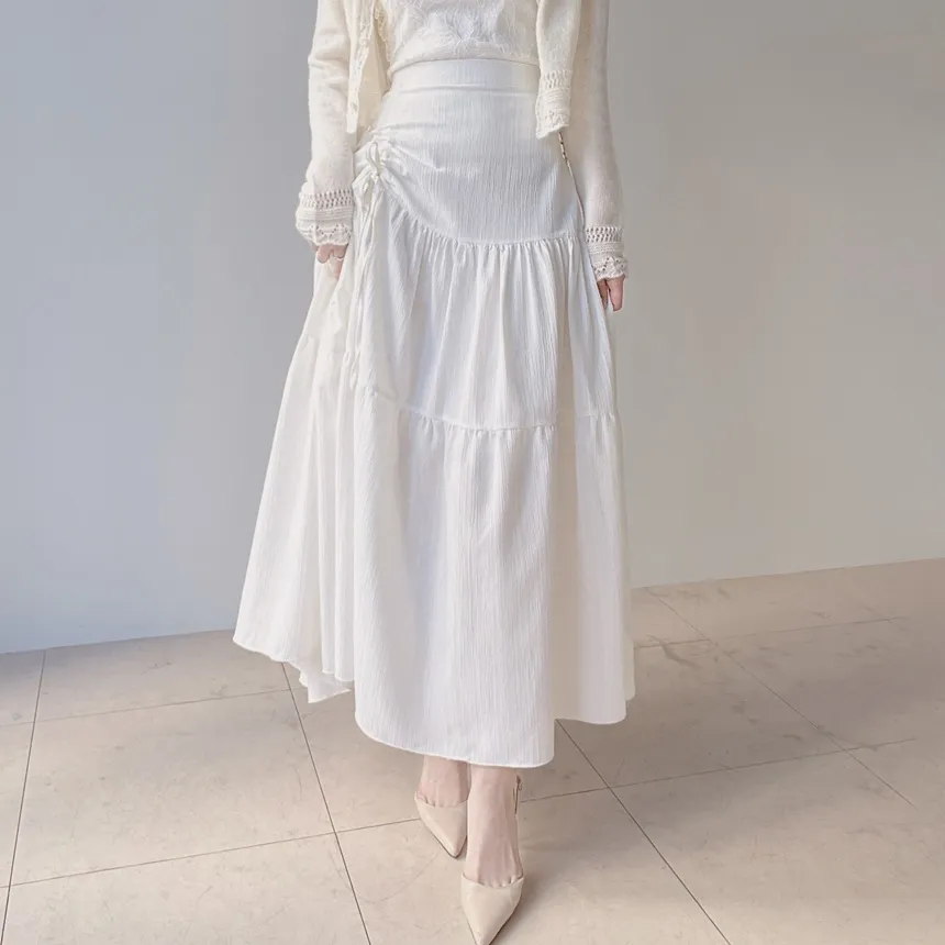 ドローストリングバックゴムフレアロングスカート | mirangmirang | 詳細画像3