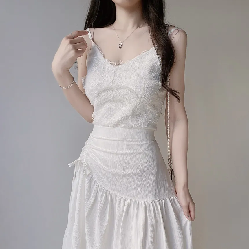 ドローストリングバックゴムフレアロングスカート | mirangmirang | 詳細画像13